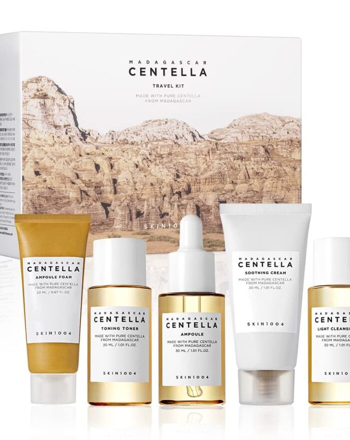 SKIN1004 Madagascar Centella Travel Kit, Toner, Ampoule, Soothing Cream, Cleansing Oil, Ampoule Foam