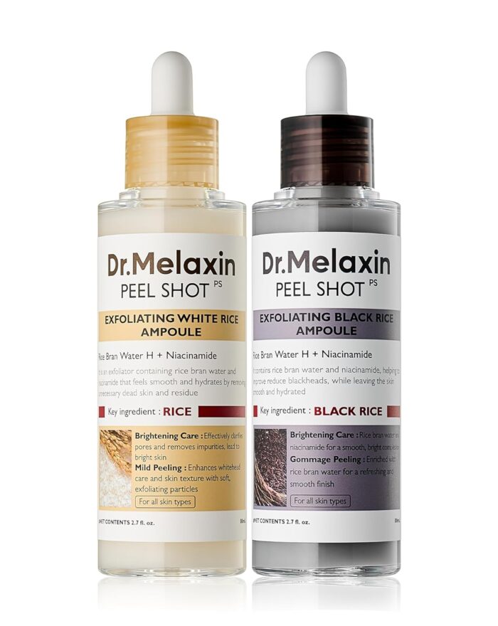 Dr.Melaxin Peel Shot Glow Rice Peeling Ampoule Duo Daily Soft Exfoliating Face and Body Scrub
